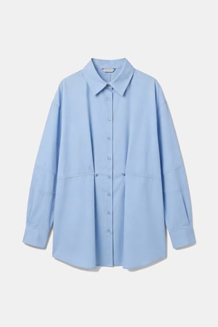Camasa Oversized Bleu cu Cusatura Plisata